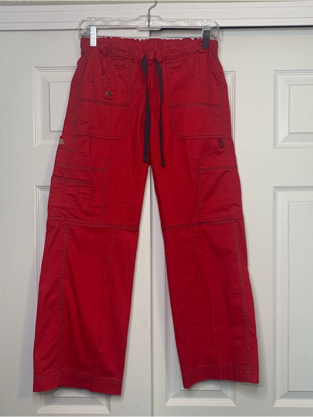 Dickies Red Cargo Pants with Drawstring Waist